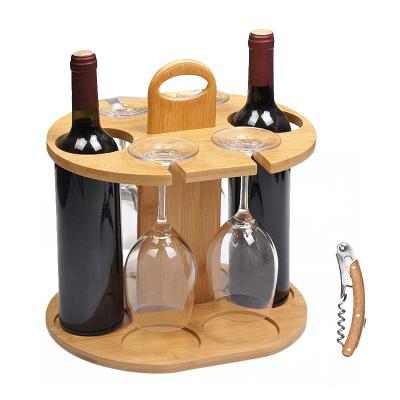 China Removable Cover Bamboo Wine Glasses Drying Racks Display Racks Portable Storage Wine Rack For Picnic for sale