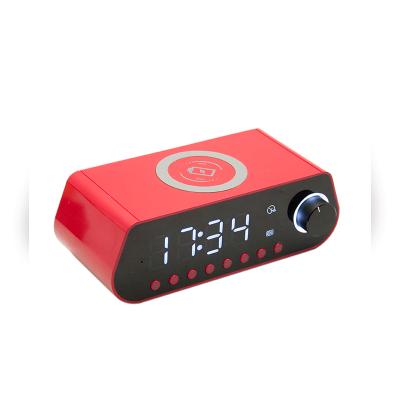 China Mini Wireless Charging BT Speaker Alarm Clock Digital Small Alarm Clock for sale