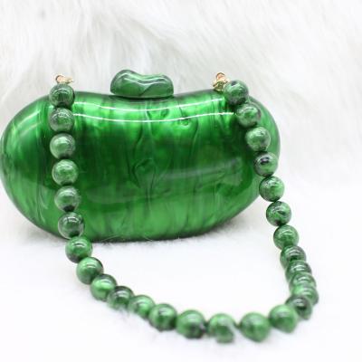 China Exquisite and beautiful bean-shaped acrylic evening clutch bag evening purse China party clutch bag wedding bag for woman for sale