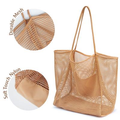 China New Fashion Women Summer Vacation Large Capacity Casual Handbags Mesh Beach Tote Shoulder Bag for sale