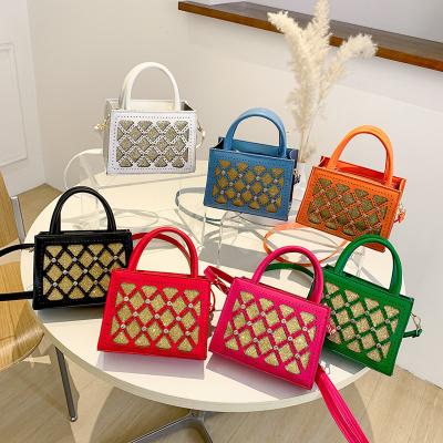 China Fashion Waterproof Popular Trend Beautiful Ladies Handbags Wrap Square Shoulder Diamond-inlaid Hollowed-out Cross - Body Bag Woman for sale