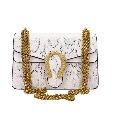 China Luxury Designer Waterproof Pu Leather Water Proof Cross - Body Bag Snakeskin Chain Shoulder Bag for sale