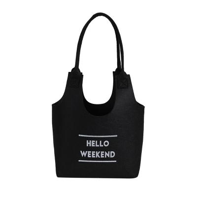 China Swap Women's Tote Bags Large Capacity Handbags Bucket Letter Pattern Felt Shoulder Bag for sale