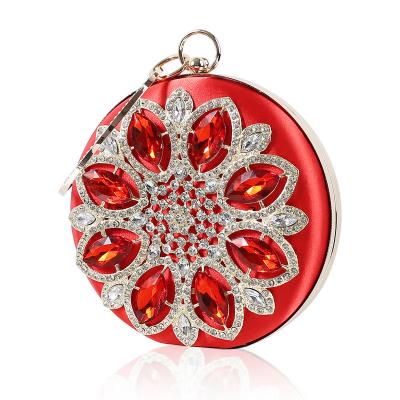 China Fashionable Women's Special Design Customized Retro Round Bling Crystal Rhinestone Clutch Purse Evening Bag for sale