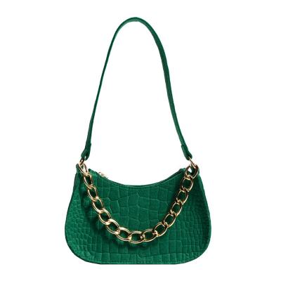 China Other New Fashion Cheap Felt Solid Women's Shoulder Bag Half Moon Vintage Fashion Chain Armpit Bag for sale