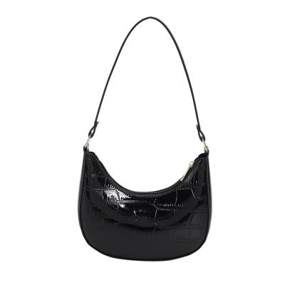 China Fashion trend waterproof half moon bags below dumpling shape solid color pu leather shoulder bag for woman for sale