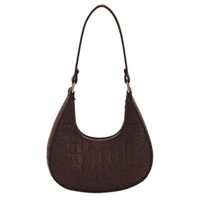 China Other New Fashion Cheap Felt Solid Women Shoulder Bag Half Moon Armpit Bag for sale