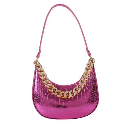 China Fashion Gold Trend Half Moon Armpit Waterproof Chain Bag PU Dumpling Shape Leather Shoulder Bag For Woman for sale