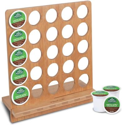 China Sustainable Home Kitchen Bamboo K Cup Coffee Pod Holder With 25 Pods for sale