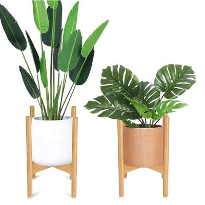 China American Style Plant Stand Mid Bamboo Flower Pot Rack, Mid Century Modern Plant Stand With Detachable Rubber Foot Cover, 11.4Inch Width for sale