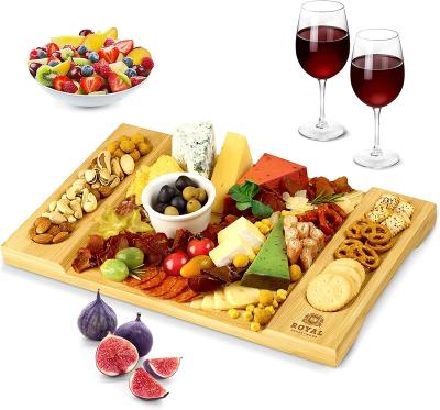 China Modern Bamboo Cheese Board Serving Tray for Wine, Fruit, Large and Thick for sale