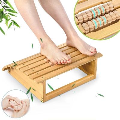 China Sustainable Bamboo Adjustable Squatty Potty Stool With Massage Wheel Bathroom Toilet Stool for sale