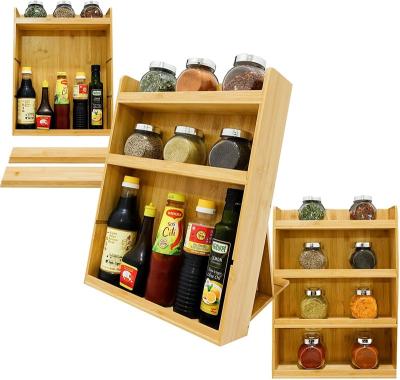 China Sustainable hot selling AMAZONE bamboo inspirations spice rack with leaf labels is a practical attractive addition to any modern kitchen for sale