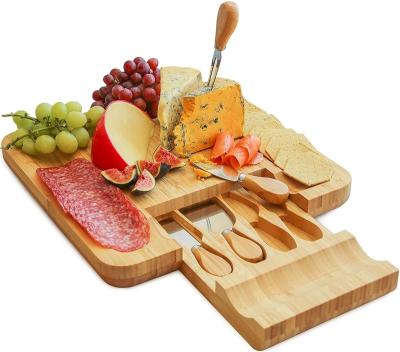 China Sustainable Bamboo Cheese Board With Serving Knife Set Tray for sale