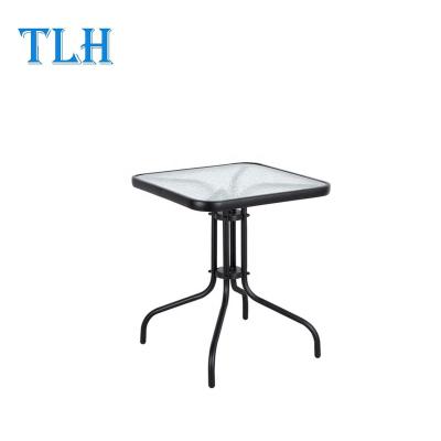 China Cheapest KD Square Tempered Glass Glass Console Table Metal Steel Grade Table for sale