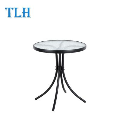 China KD Cafe French Steel Bistros Garden Glass Table for sale