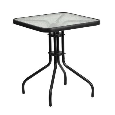 China Eco-Environmently Yongkang Factory Square Indoor Outdoor Glass-Metal Garden Patio Accent Table for sale