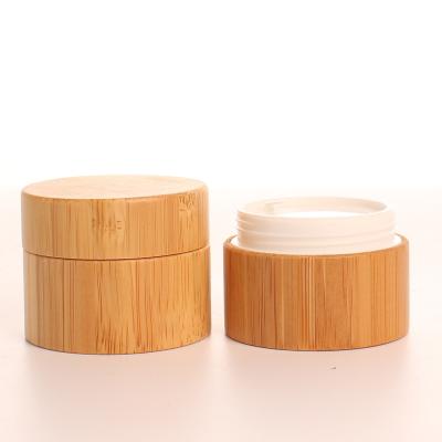 China Personal Hot Selling Biodegradable Bamboo Cream Jar Beautiful Skin Care Packaging 15g Skin Care Jar Face Cream Jar Eye Round Cream Container In Stock for sale