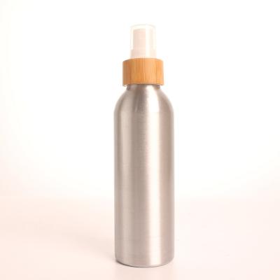 China Personal Skin Care Packaging 150ml Round Bottle Bamboo Mist Sprayer Aluminum Spray Container For Paint for sale