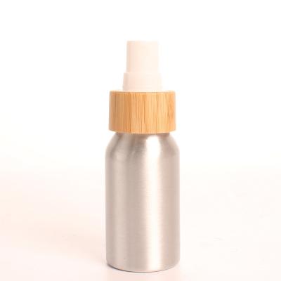 China Aluminum BAMBOO Spray Bottle Perfume Atomizer Bottle Customized 30ml 50ml Personal Skin Care Packaging for sale