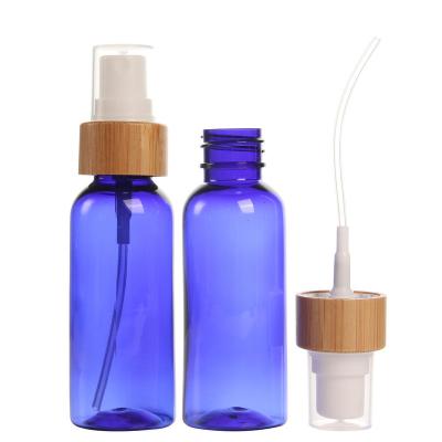 China Personal Skin Care Packaging 50ml Atomizer 20/410 PET Bamboo Empty Plastic Mist Spray Bottle In Stock for sale