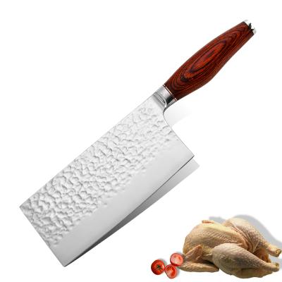 China Disposable Stainless Steel Kitchen Cleaver Knife Meat Utility Knife With Pakka Wood Handle for sale