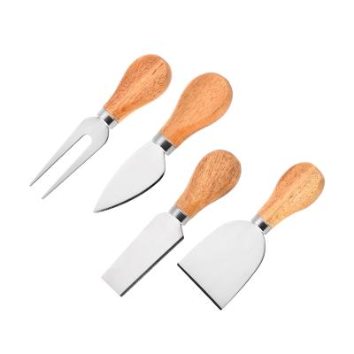 China Hot Selling Professional Cheese Knife Stocked Wooden Handle Cheese Knife Set Stainless Steel Metal Purple Piece Packaging Color Feature for sale