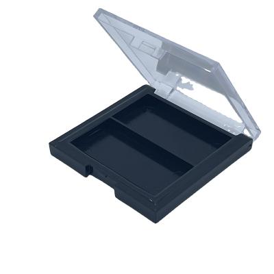 China Recycled Materials 2 Filters Square Design Plastic Empty Eyeshadow Case With Clear Window Top for sale