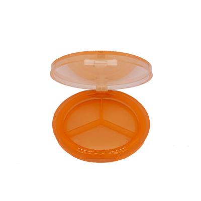 China Recycled Plastic Round Materials Orange Three Grid Powder Case Portable Box for sale