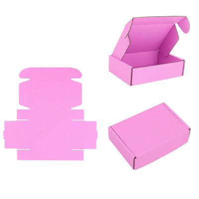 China Recycled Materials Wholesale Custom Recyclable Cardboard Packaging Delivery Shipping Box Clothing Scarf Cosmetics Pink Mail Box With Logo for sale