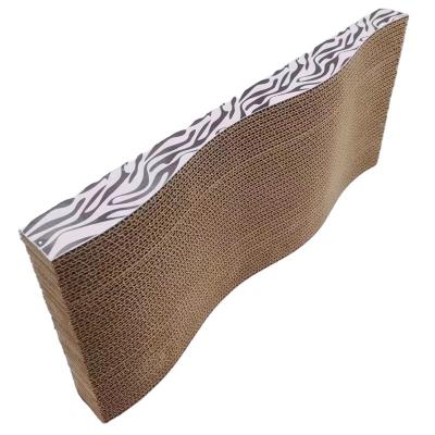 China Sustainable Customized Corrugated Scratching Pad Lounge Wave Shape Scratcher Eco-friendly Sturdy And Durable Cat Scratcher Cardboard or bed for sale