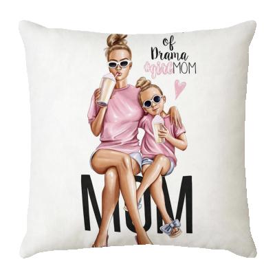 China Wholesale Anti-Static Luxury Cotton Canvas 40x40 45x45 Inch Custom Design Cushion Case Sofa Hotel Decorative Mothers Day Tile Covers for sale