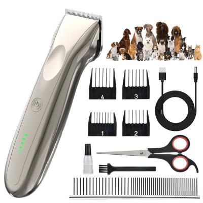 China Sustainable High Power Beauty Pet Electric Trimmer Pusher Set Cordless Professional Clipper for sale