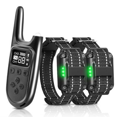 China Viable Dog Training Collar with Remote Rechargeable Waterproof Dog Shock Collar with 2 Receivers for sale