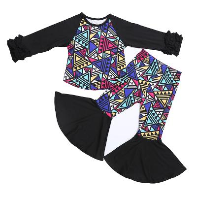 China 2022 Wholesale 2 Piece Baby Clothing Set Ruffle Long Sleeve Flare Pants Anti-Shrink Girls Set For Baby for sale