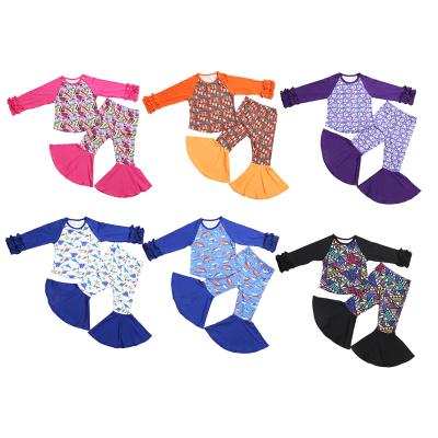 China Cute Cartoon Anti-Shrink Long Sleeve And Flare Pants Set Babies' Clothing Sets for sale