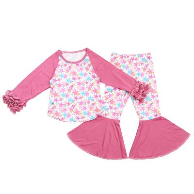 China Normcore/Minimalist Newborn Spring Autumn Clothing Outfits Baby Girls 2Pcs Set Kids Shirt and Beehive Rocket Pants Set for sale