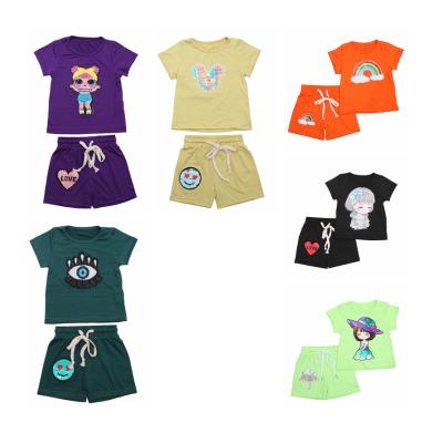 China Toddler Baby Logo Cotton Baby Kids Clothing Set Casual Custom Girls T-shirt For Kids Children Set for sale