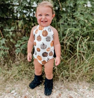 China Oversized Anti-Shrink Pumpkin Halter Jumpsuit Strapless Sleeveless Romper For Toddler Newborn Baby for sale