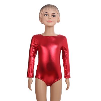 China Wholesale Anti-Shrink Red Shiny Long Sleeve Solid Color Kids Romper Summer Overalls Girl Dresses 6 To 14 Years Old for sale