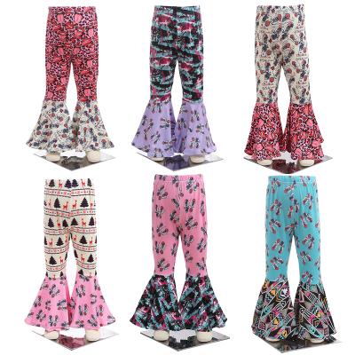 China Color Fade Proof Fall 2022 High Waisted Cow Print Stripe Girls Tracksuit Bell Bottoms Jeans Pants for sale