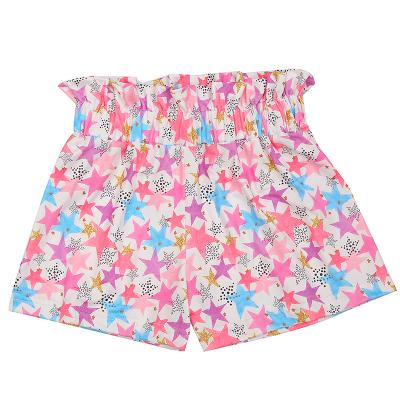 China Color Fade Proof 2022 Stars Printed Cotton Toddler Kids Summer Newborn Babies Casual Ruffle Shorts for sale