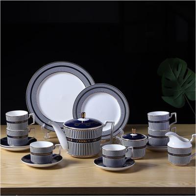 China Viable Bone China Dinner Set 22pcs Royal Bone China Tableware Afternoon Tea Set with Cup Saucer for sale