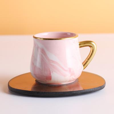 China Viable Multiple Luxury Elegant Marble Cups Unique Color Coffee Cup Saucer Ceramic Gift Box for sale