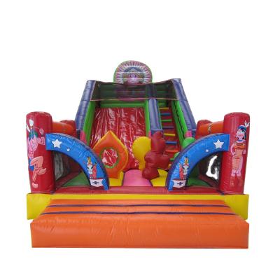 China PVC Tarpaulin Colorful Inflatable Game Products PVC Material Inflatable Bouncer Slide With Cartoon Printing for sale