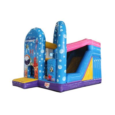 China 0.55mm PVC Tarpaulin AOQI Design Custom Inflatable Bounce House Indoor With Slide for sale