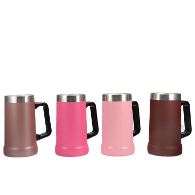 China Disposable 710ML Double Wall Stainless Steel Vacuum Insulated Beer Mug With Handle for sale