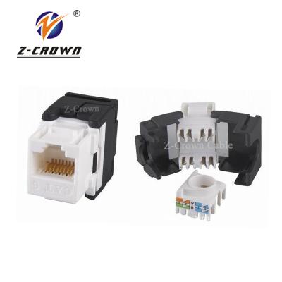 China Structure wiring system 90 degree crimp cat6a stp jack toolless keystone opening for sale