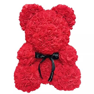 China Fashional Decoration Red Rose Artificial Foam Rose Bear Teddy Bear Best Gift On Sale For Coming Christmas for sale