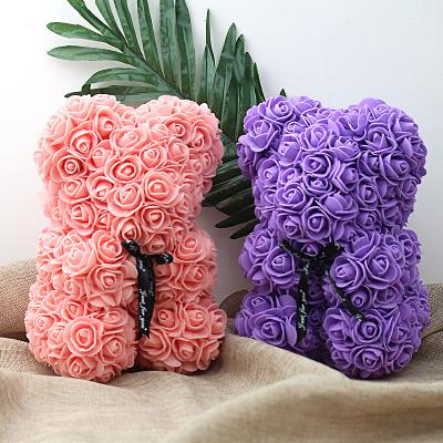 China Lovely Colorful People Like Artificial PE Foam New Year Gifts Rose Bear 25cm Decorate Holiday Rabbit Rose Bear for sale